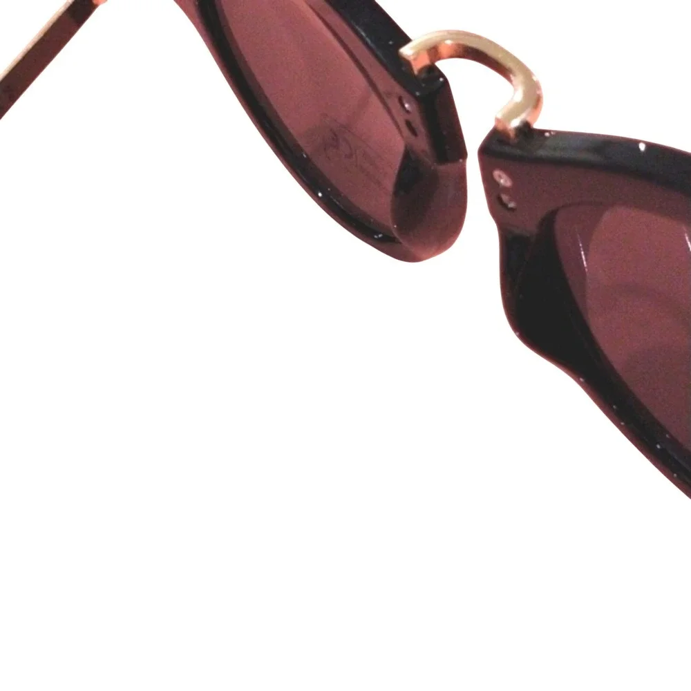 Round Sunglasses Celebrity Look Black‎ Gold Arrow Metal Sides City Chic Modern